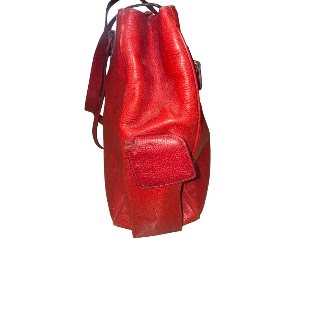Vintage El Portal Red Leather XL Briefcase Tote Computer Bag Multi Pocket Work - Picture 4 of 16